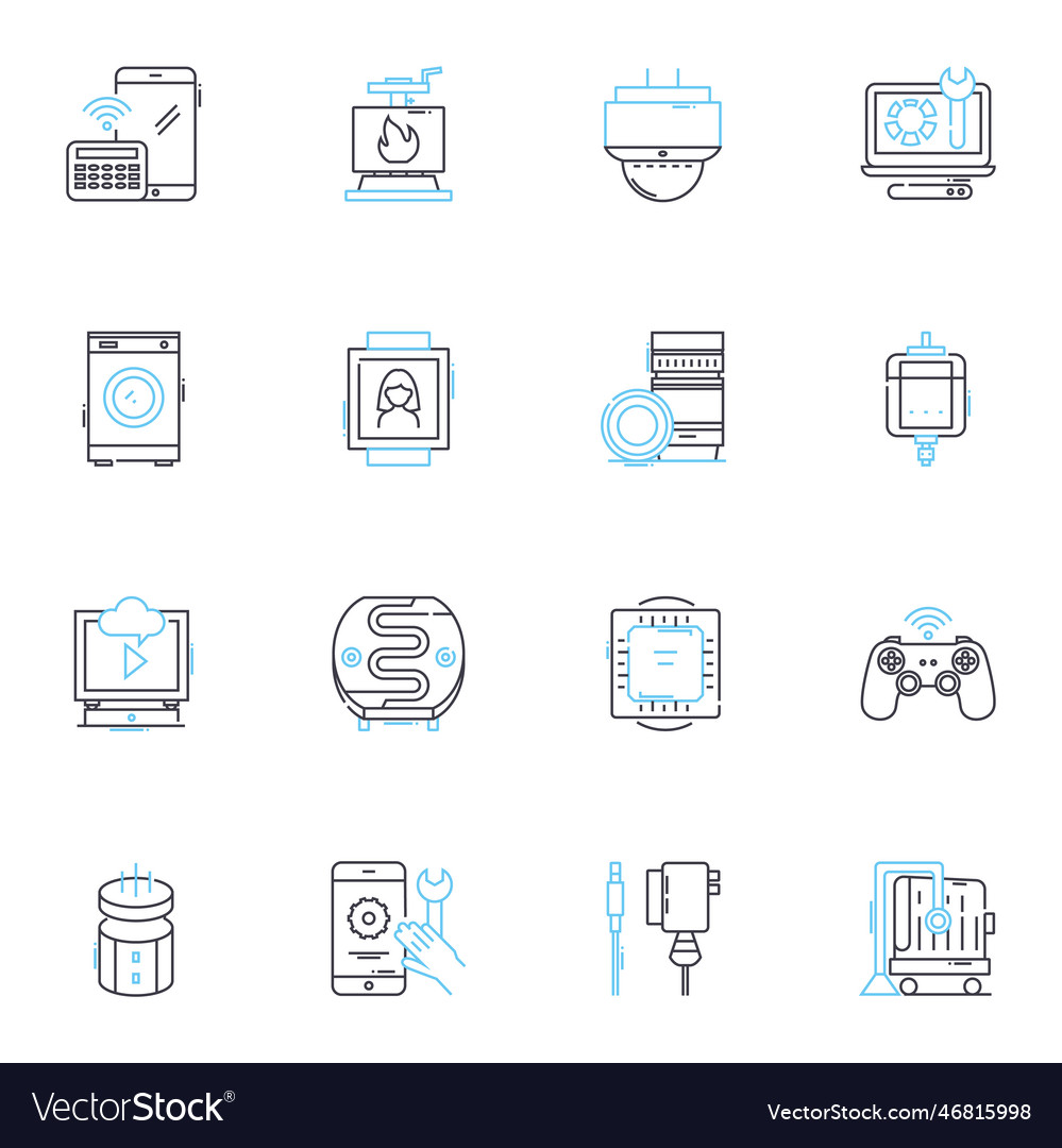 Cyber equipment linear icons set firewall