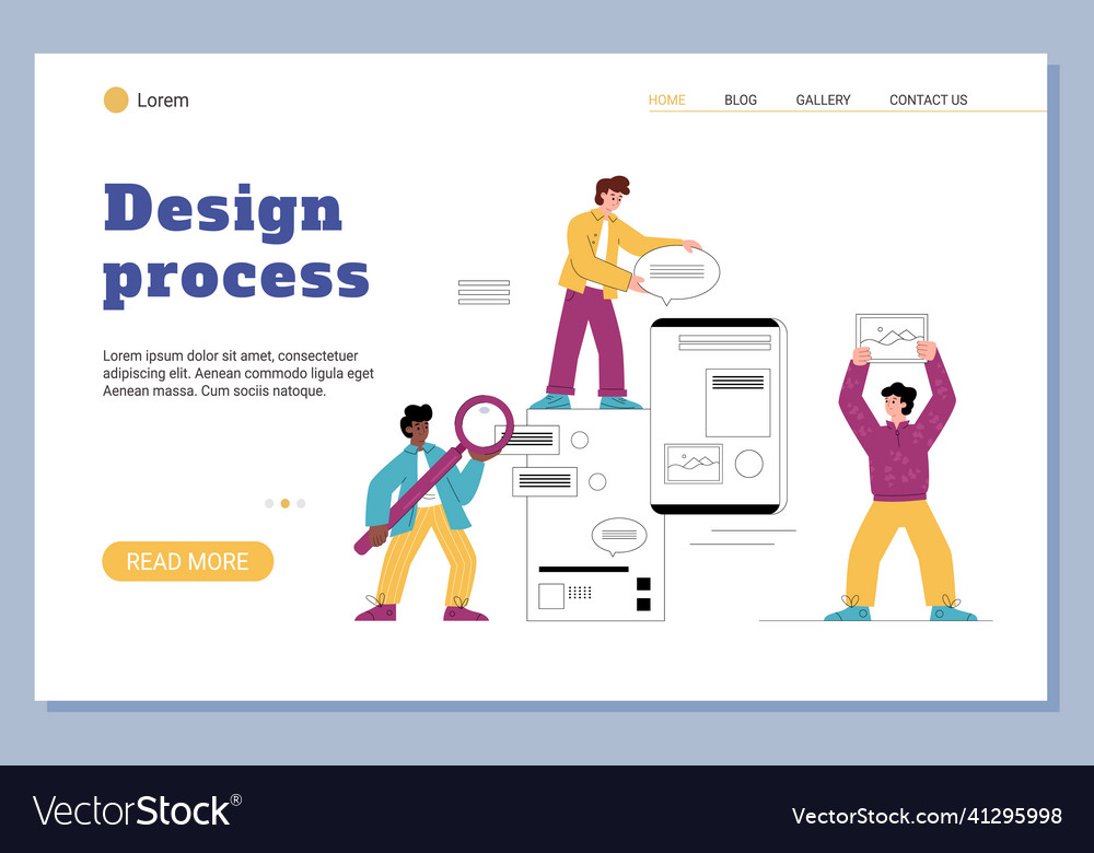 Designers working in teamwork on website vector image Designers working in teamwork on website