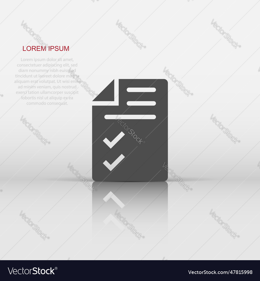 Document checklist icon in flat style report vector image Document checklist icon in flat style report