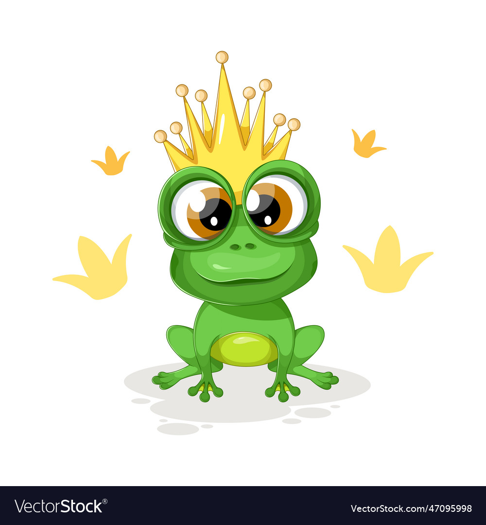 Funny frog princess with golden crown