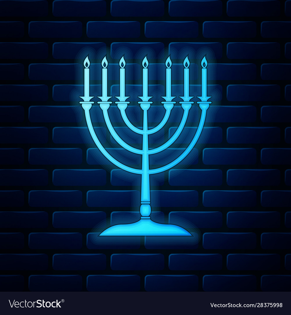 Glowing neon hanukkah icon isolated