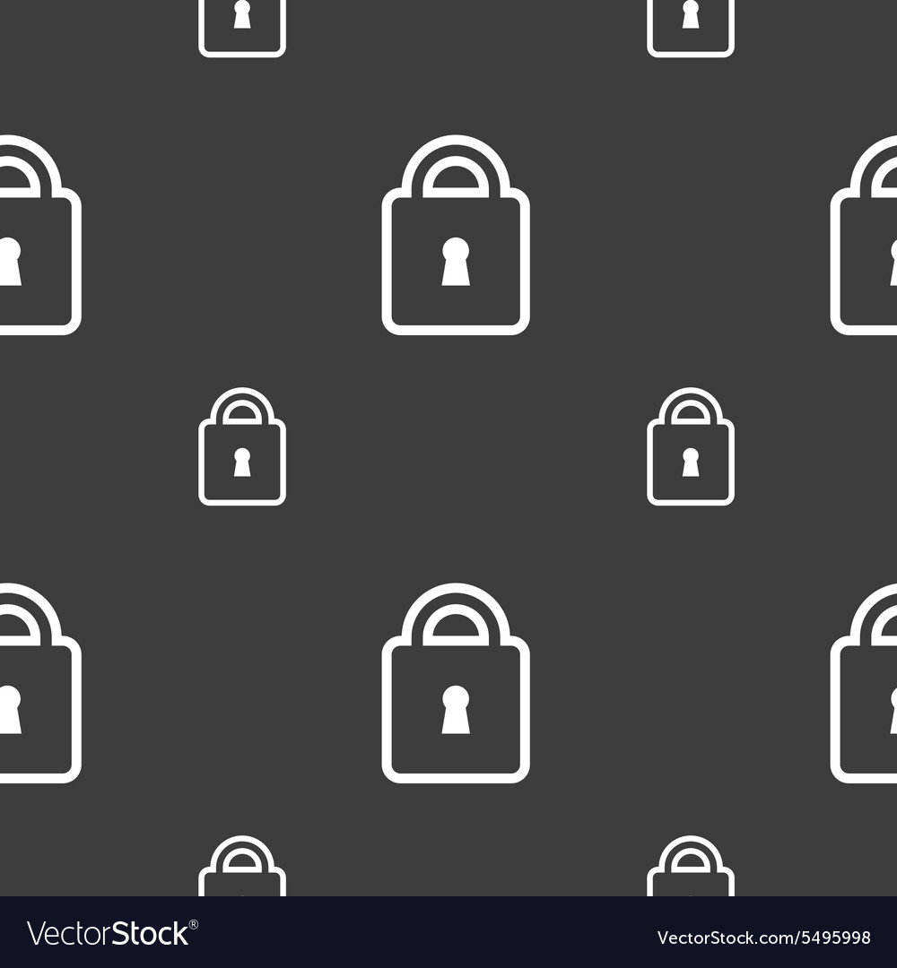 Lock icon sign seamless pattern on a gray