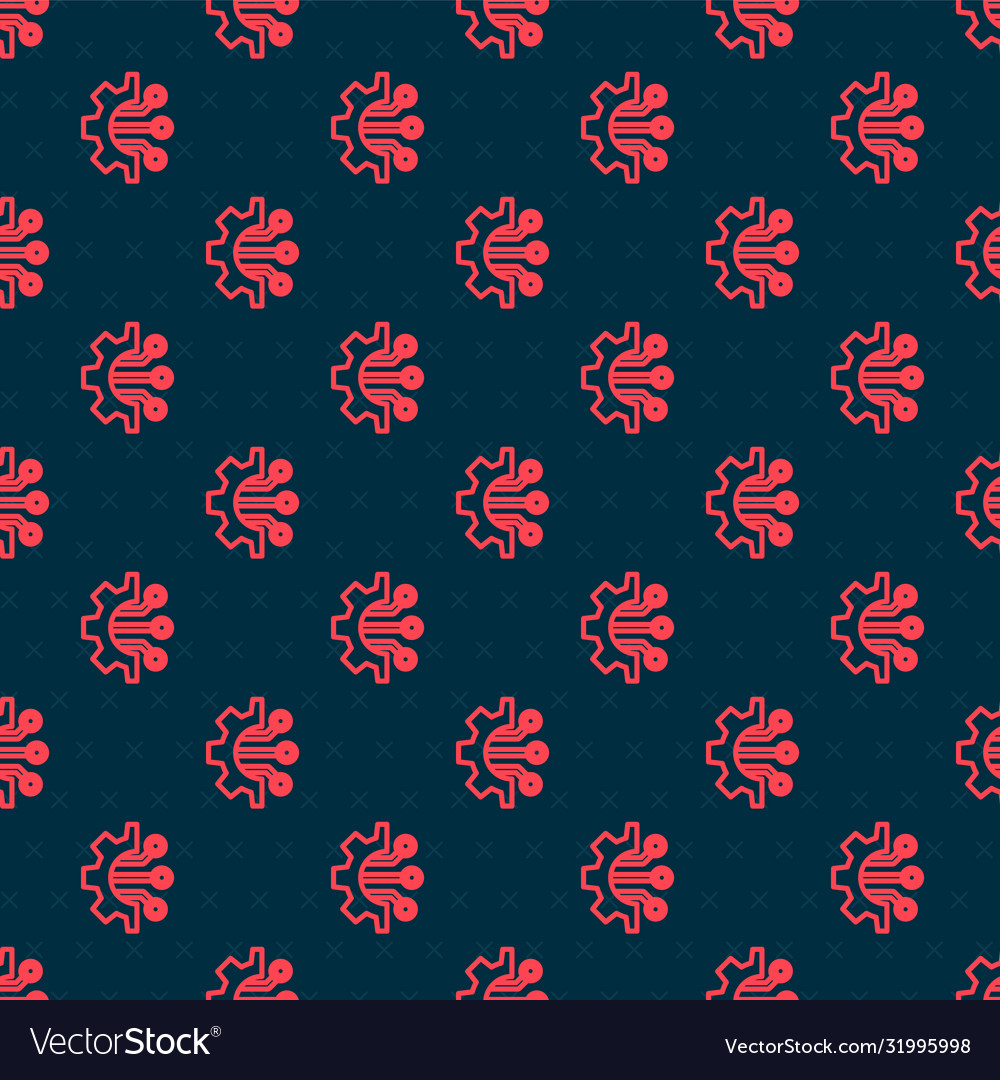 Rote Linie Algorithmus Icon isoliert nahtloses Muster vector image Rote Linie Algorithmus Icon isoliert nahtloses Muster