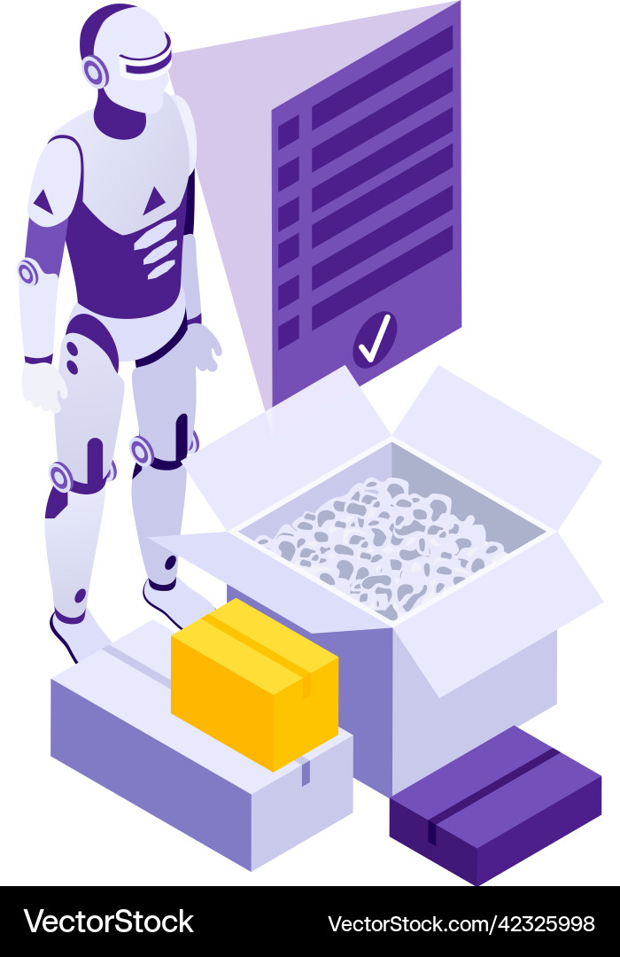 Robotic order batching composition Royalty Free Vector Image