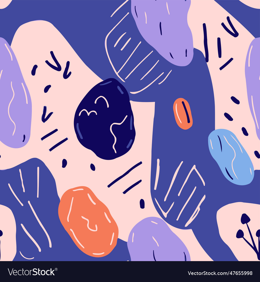 Seamless pattern with abstract hand drawn shapes