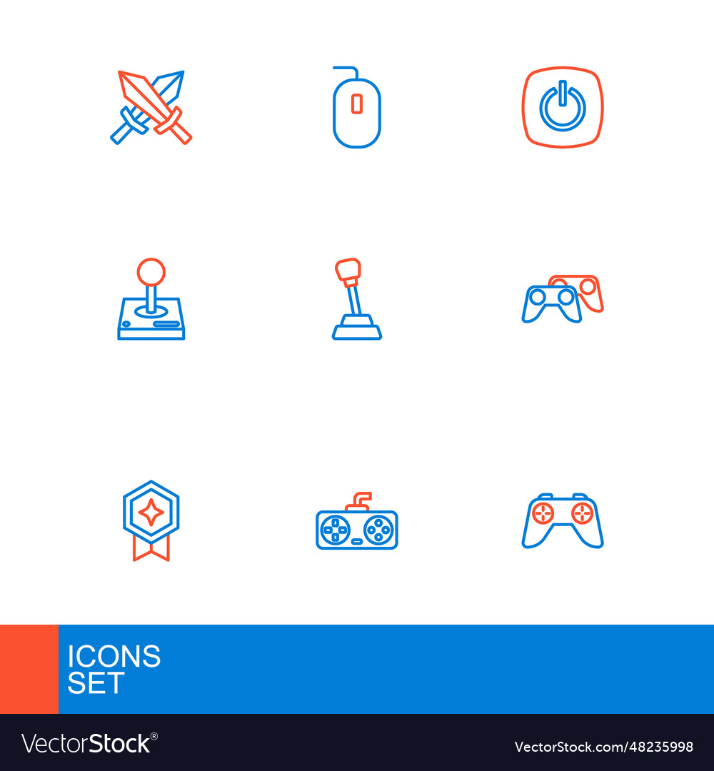 Set line game controller or joystick rating vector image Set line game controller or joystick rating