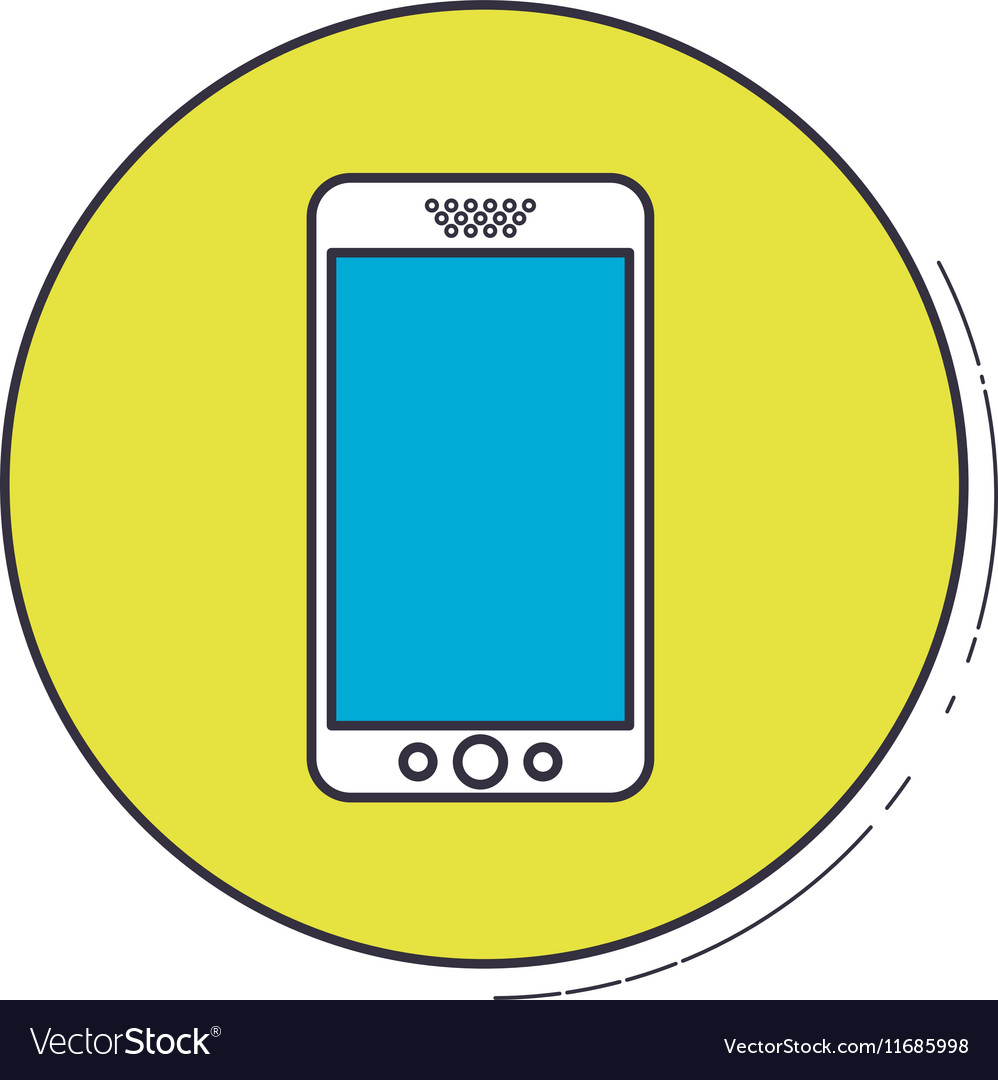 Smartphone inside green button design Royalty Free Vector