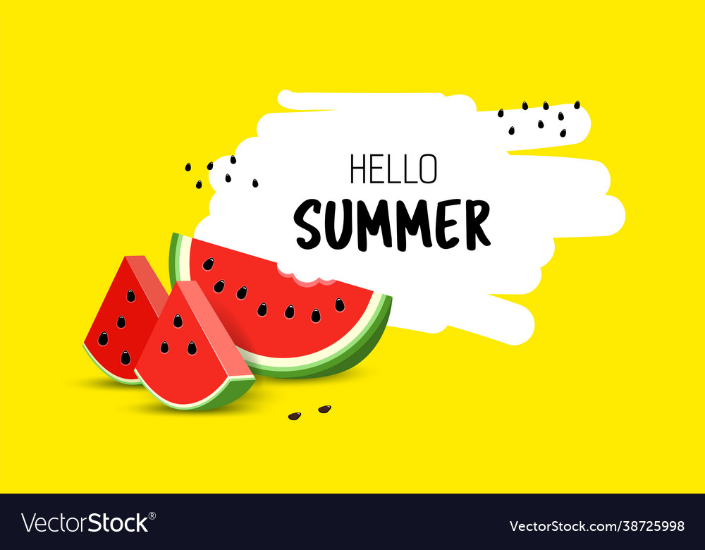 Summer banner with watermelon and text hello Vector Image