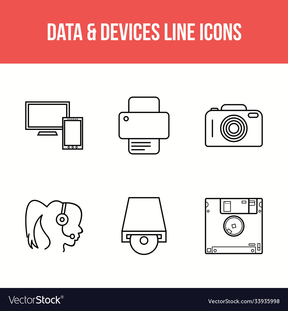 Unique line icon set data and devices