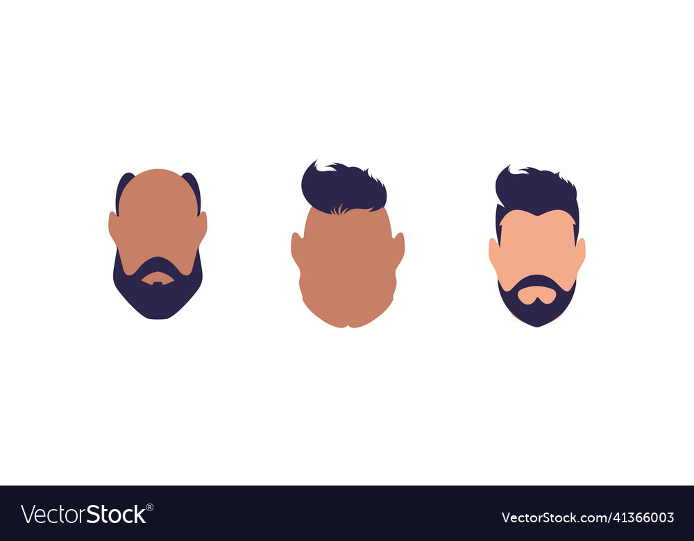 A set of three faces men different types vector image A set of three faces men different types