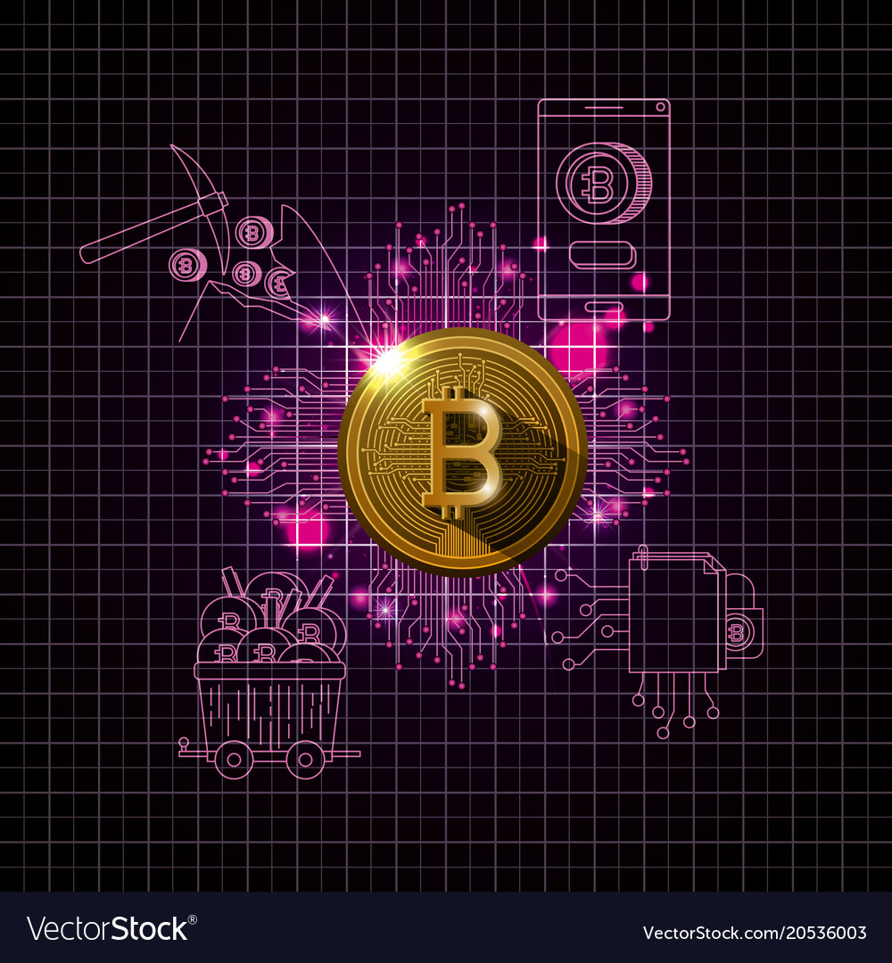 Bitcoin mining set icons