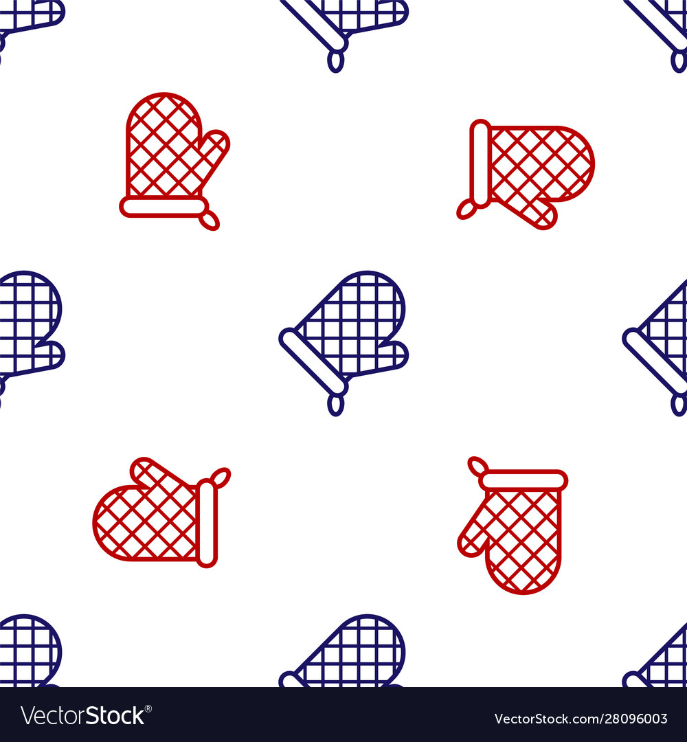 Blue and red oven glove icon isolated seamless