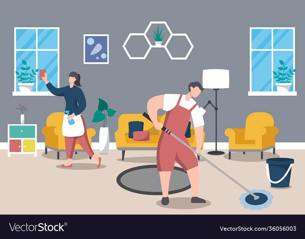 Cleaning service concept flat design cartoon Vector Image