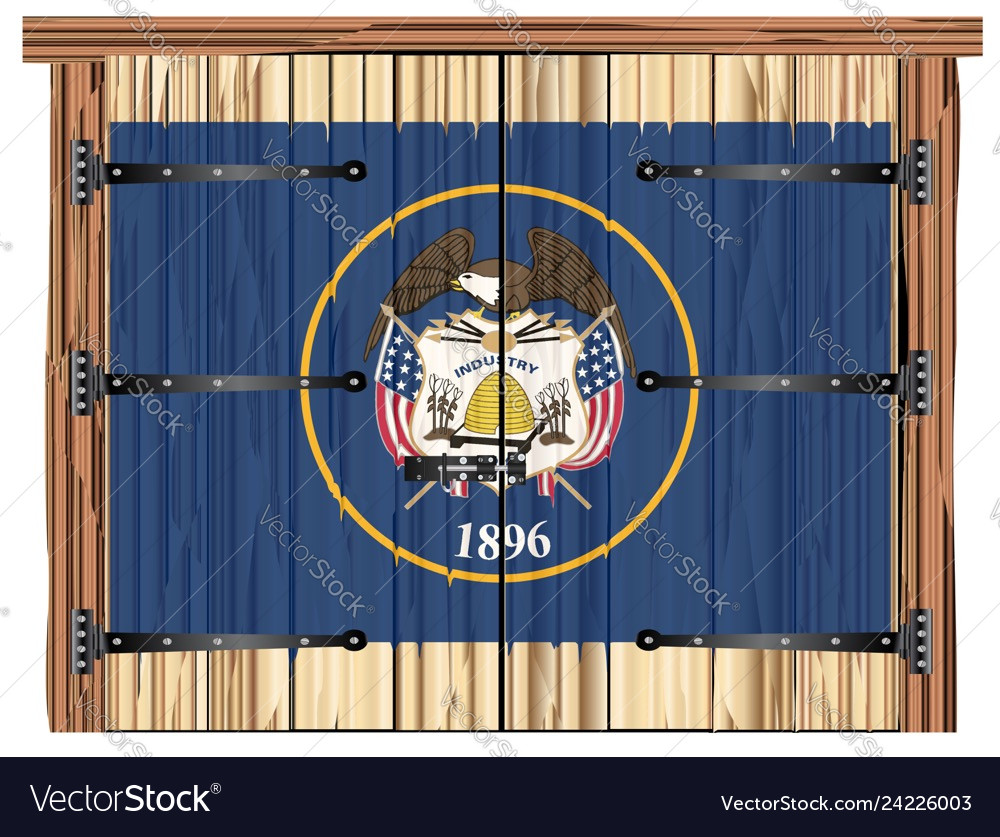 Closed Barn Door With Utah State Flag Royalty Free Vector