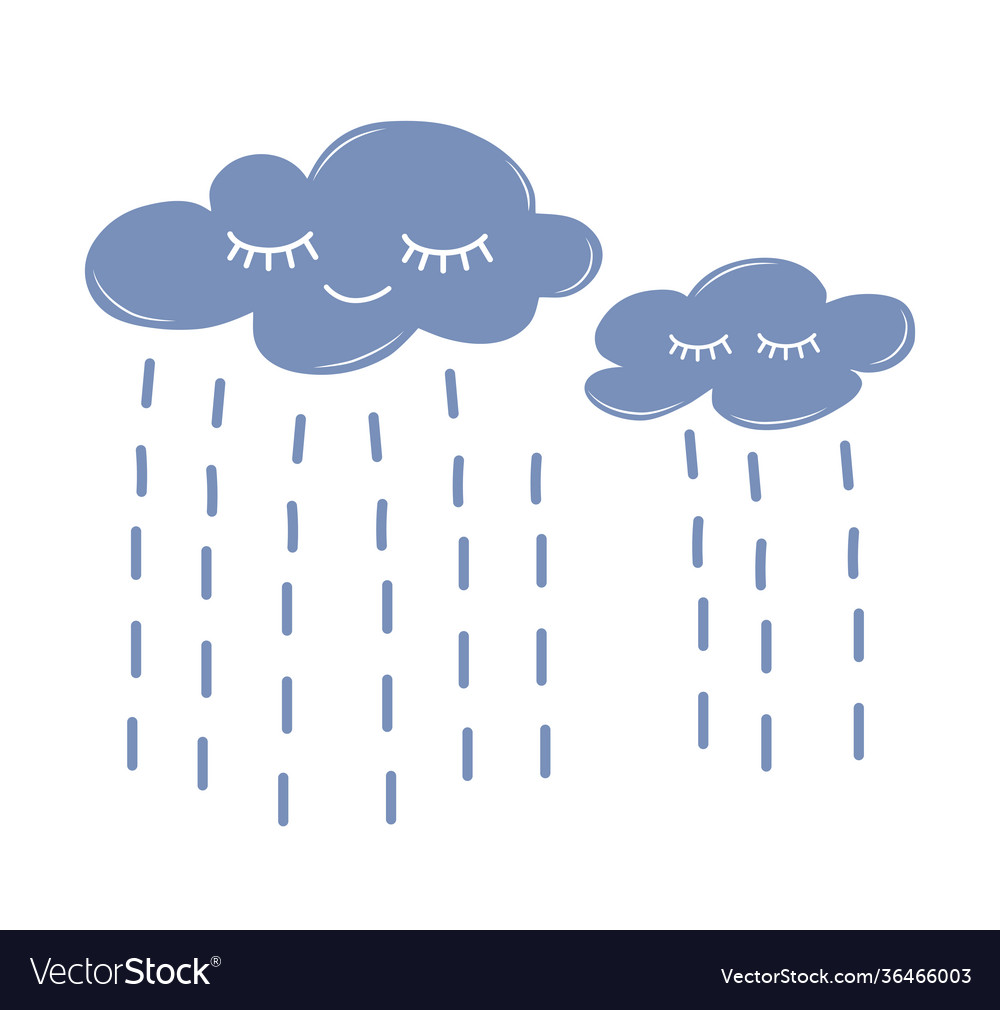 Clouds with rain in cartoon style children