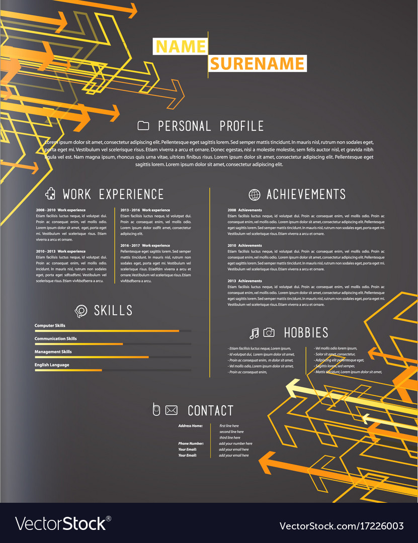 Creative simple cv template on grey background