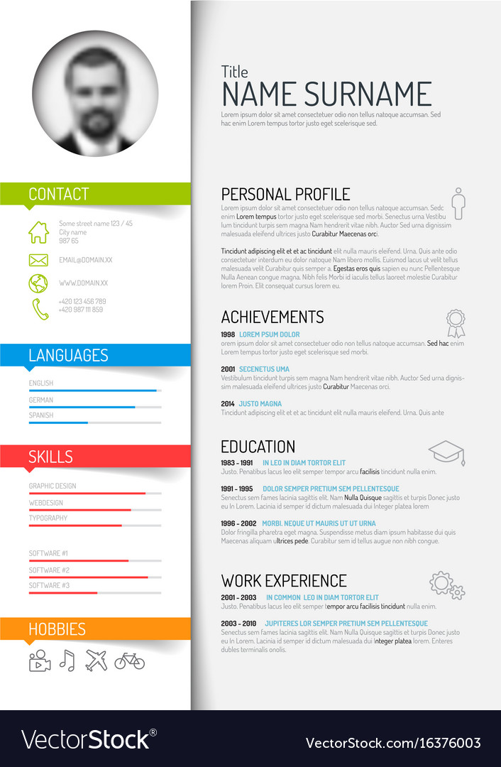 Cv resume template Royalty Free Vector Image - VectorStock