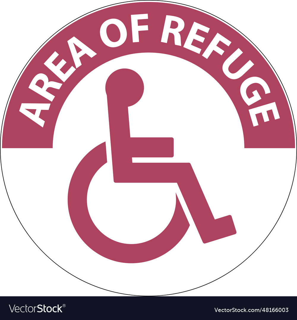 Floor sign area of refuge with handicap symbol