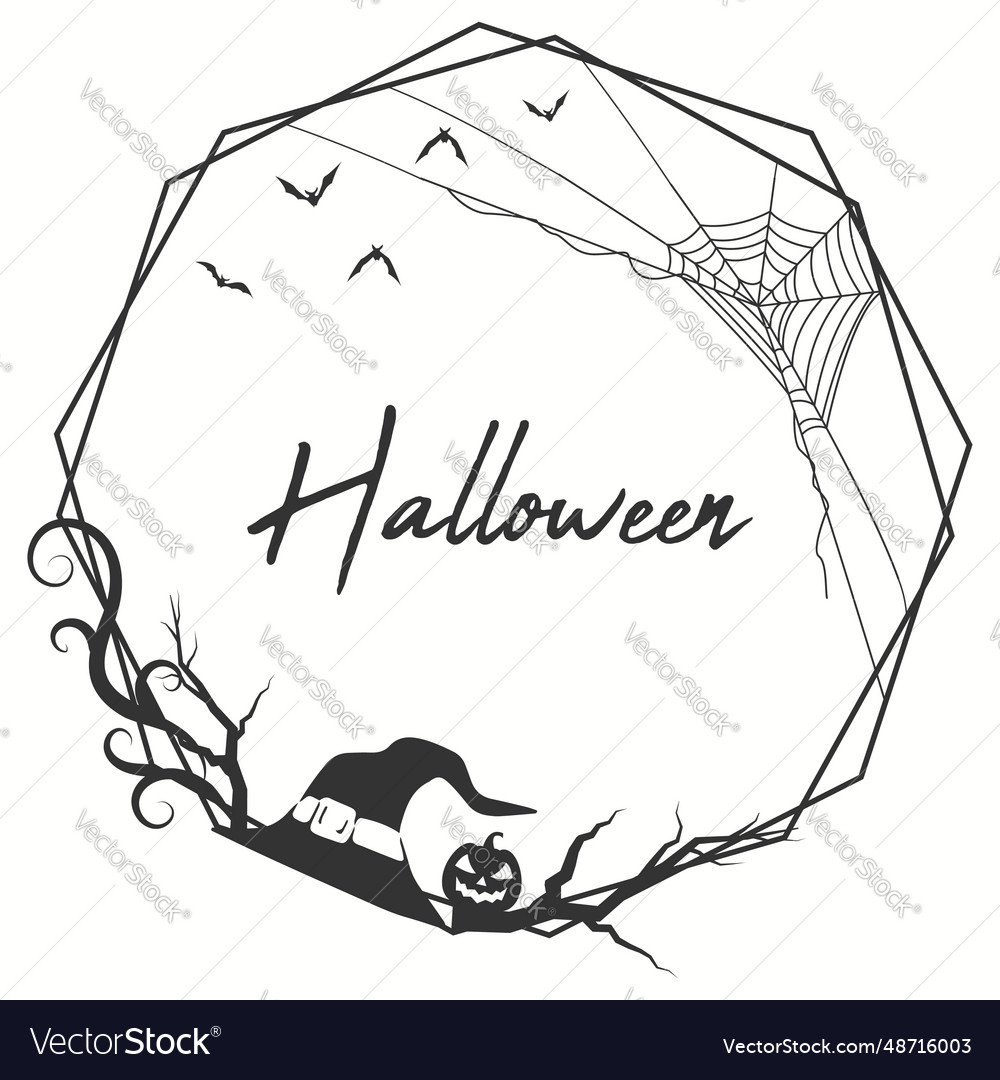 Halloween hexagonal frame border with spider net Vector Image Halloween hexagonal frame border with spider net
