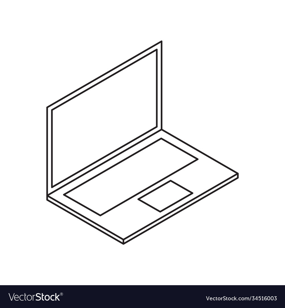 Laptop notebook single isolated icon with line