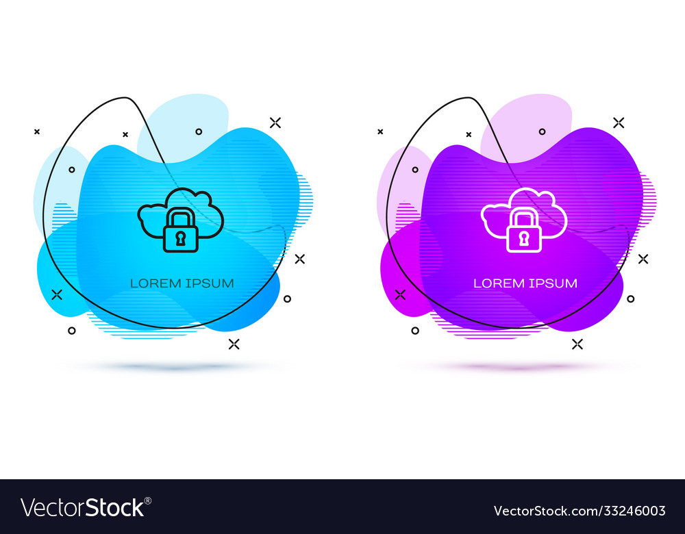 Line cloud computing lock icon isolated on white vector image Line cloud computing lock icon isolated on white