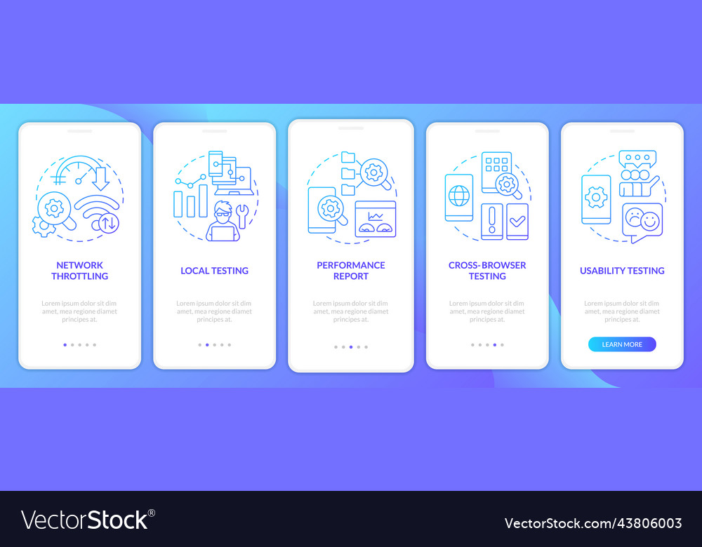 Mobile first design testing blue gradient vector image Mobile first design testing blue gradient