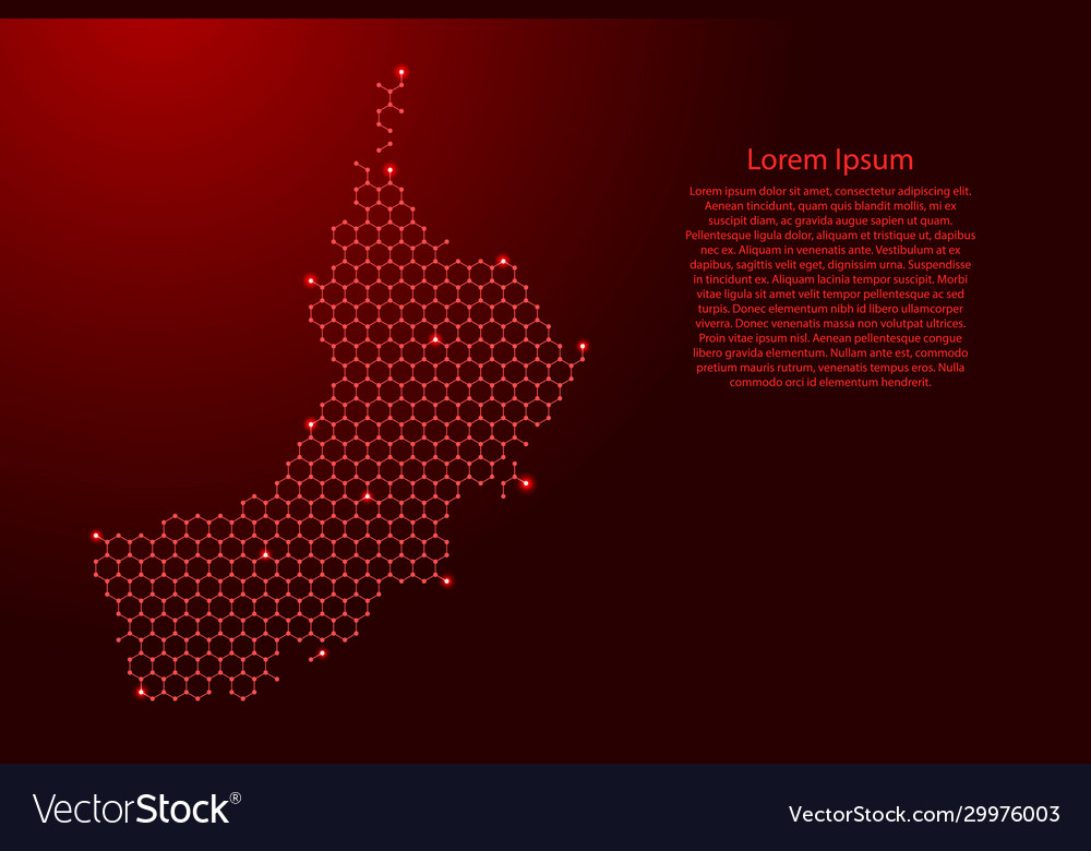 Oman map from futuristic hexagonal shapes lines vector image Oman map from futuristic hexagonal shapes lines