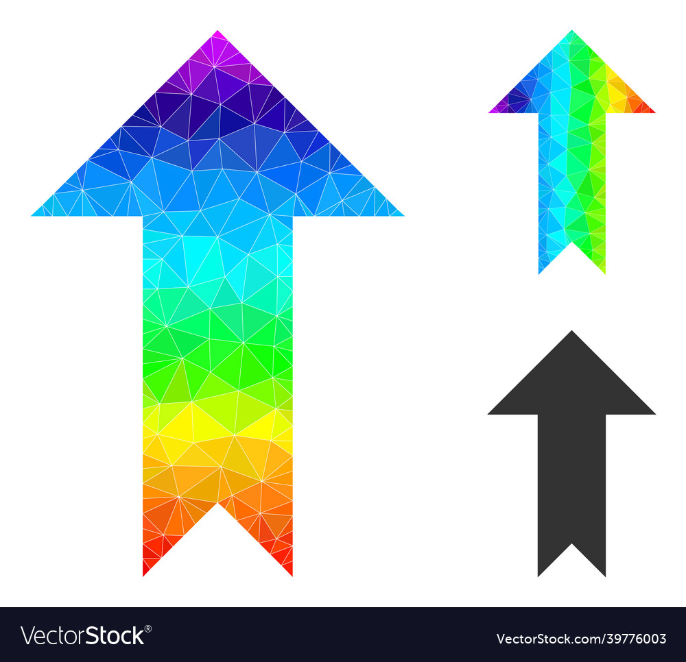 Polygonal arrow up icon with spectral vector image Polygonal arrow up icon with spectral