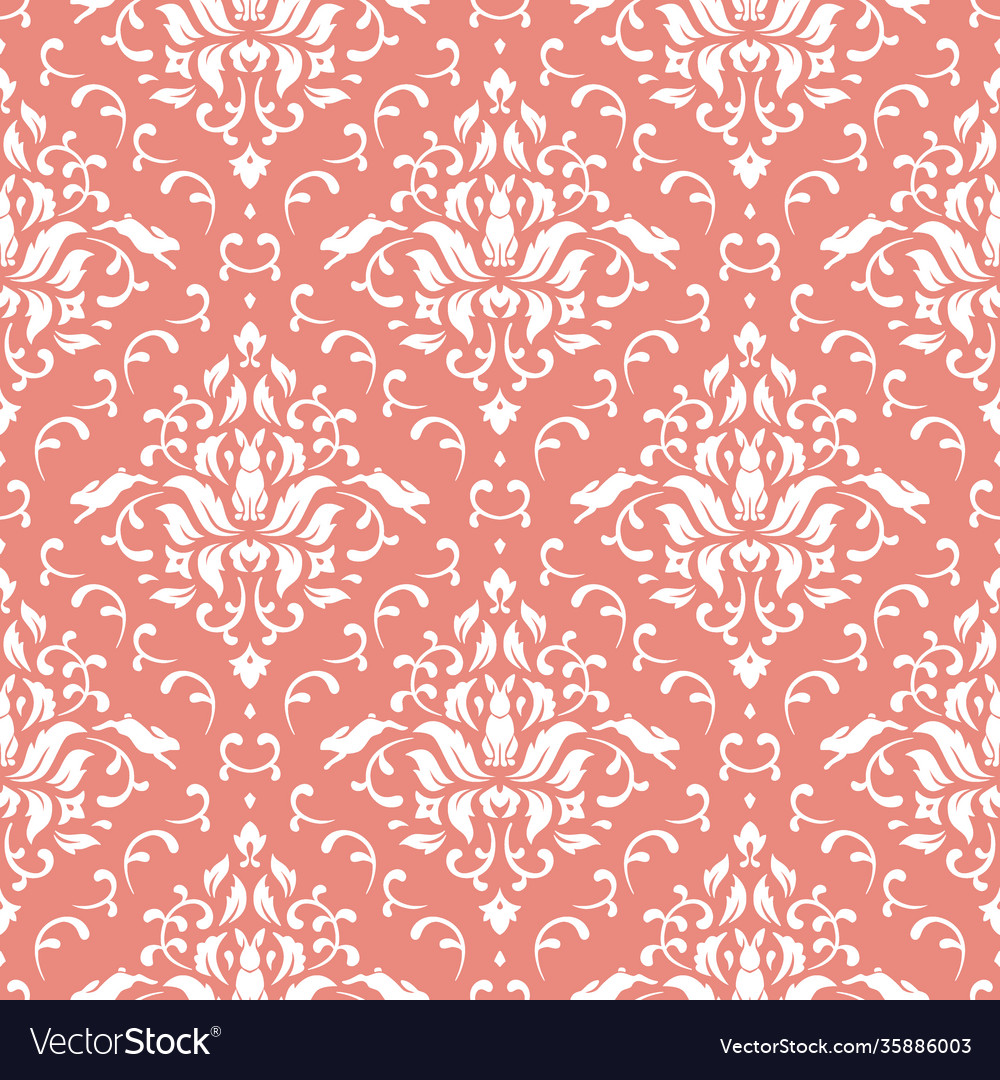 Seamless pattern with hares in style damask
