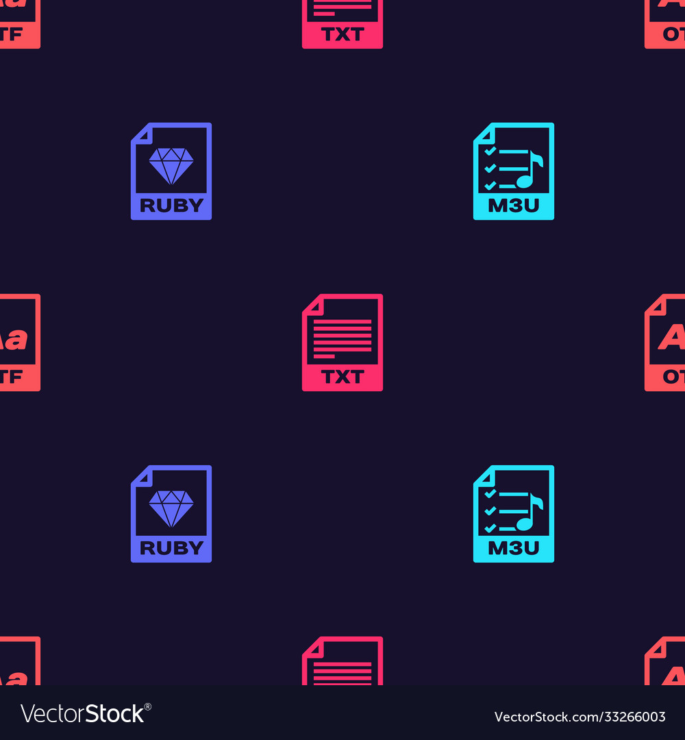 Set m3u file document ruby txt and otf vector image Set m3u file document ruby txt and otf