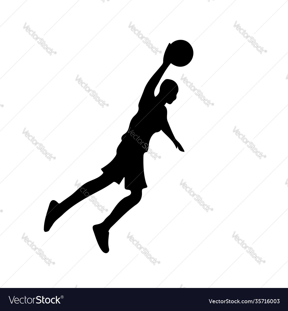 Silhouette basketball player with ball