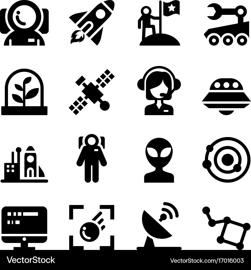Space icons set Royalty Free Vector Image - VectorStock