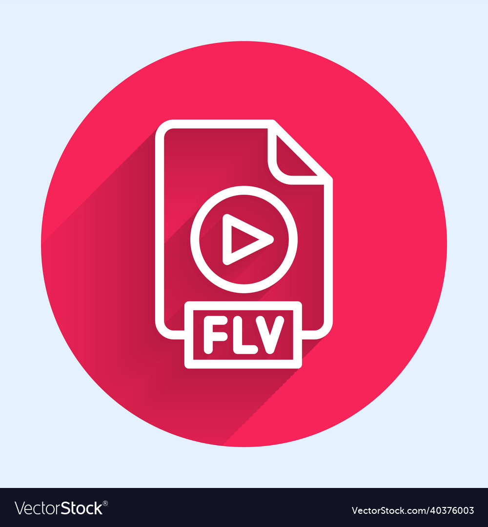 White line flv file document video format vector image White line flv file document video format