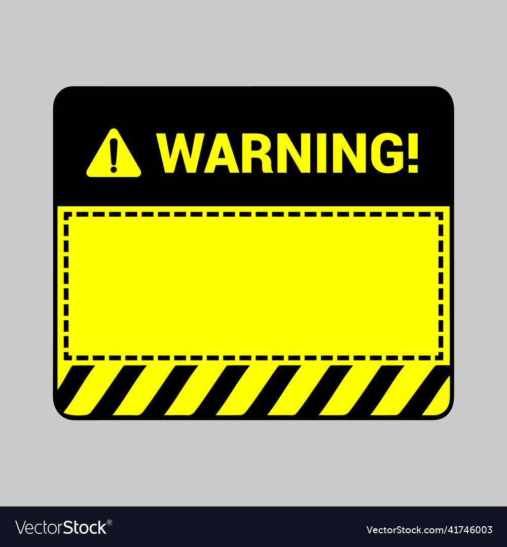 Yellow black warning sign Royalty Free Vector Image