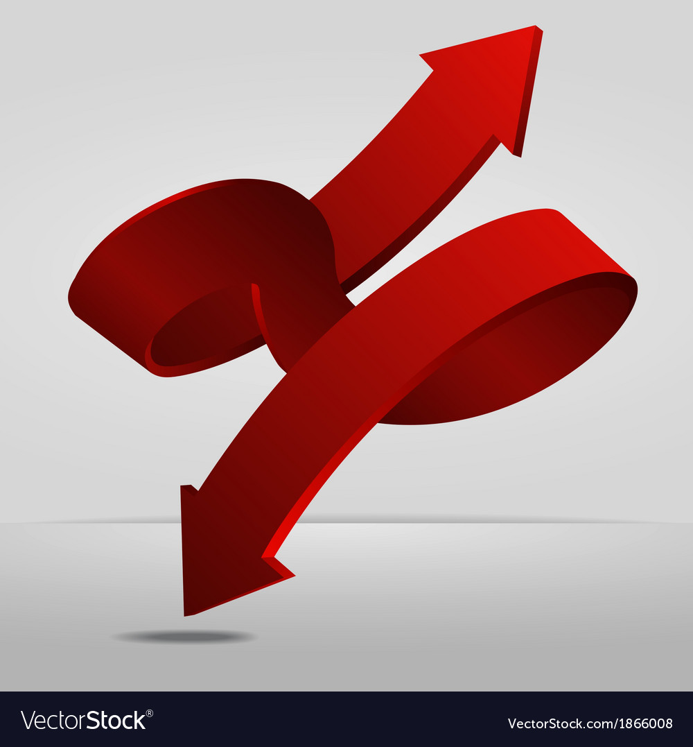 3d red spiral arrow dual directions pointer sign