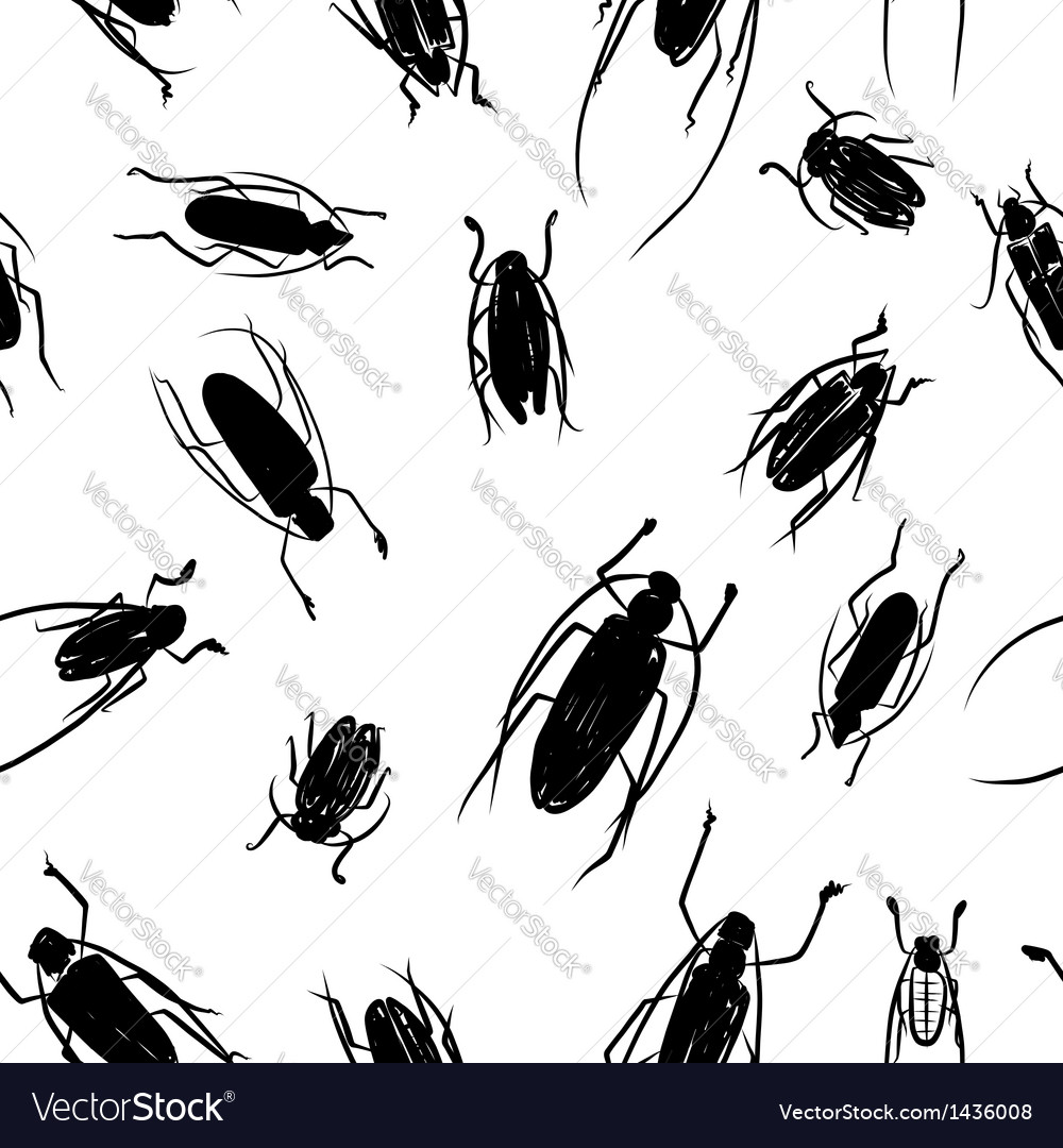 Beetles sketch pattern for your design