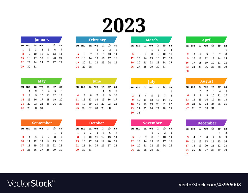 Calendar for 2023 isolated on a white background Vector Image