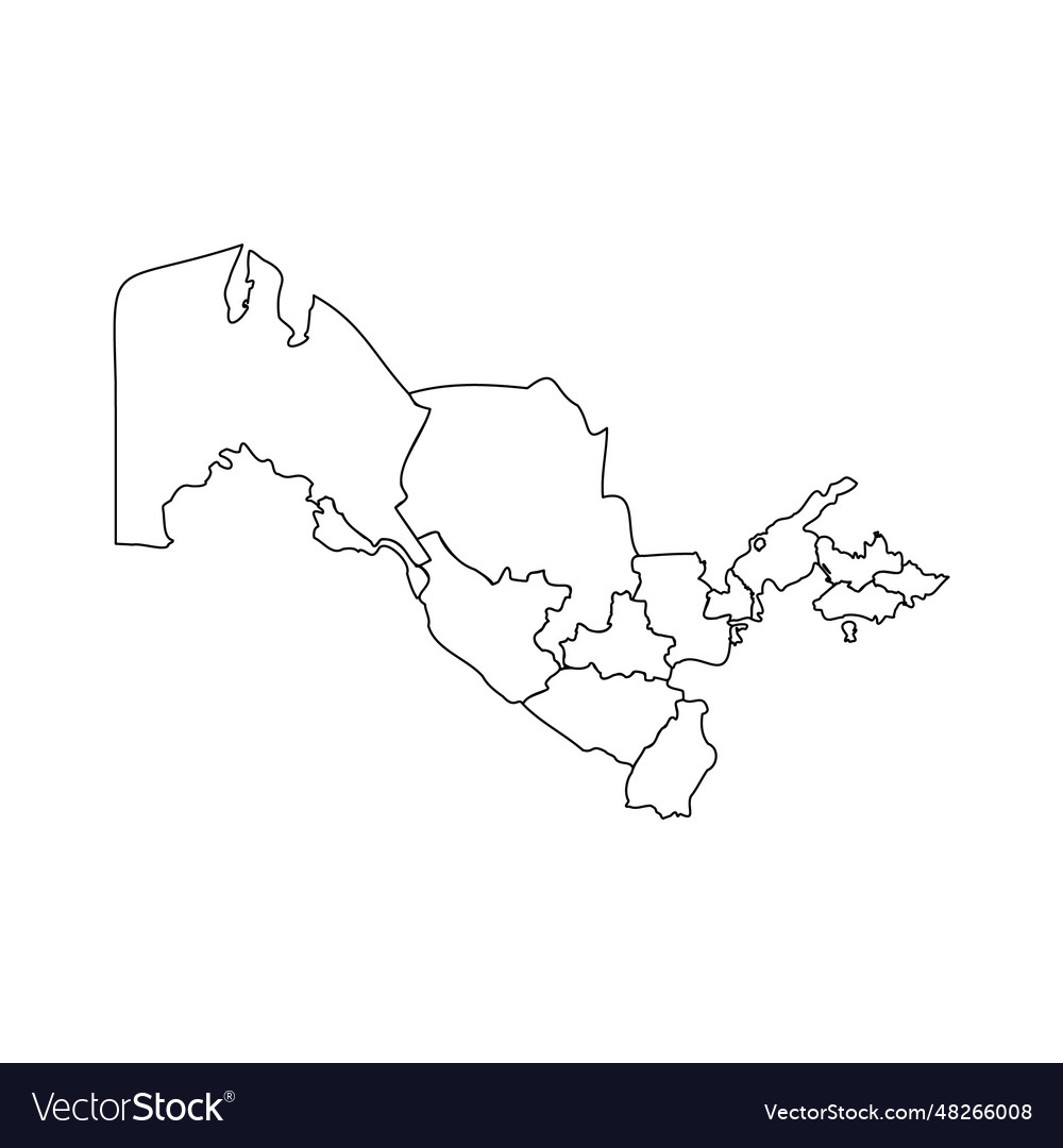 Doodle map of uzbekistan with states Royalty Free Vector