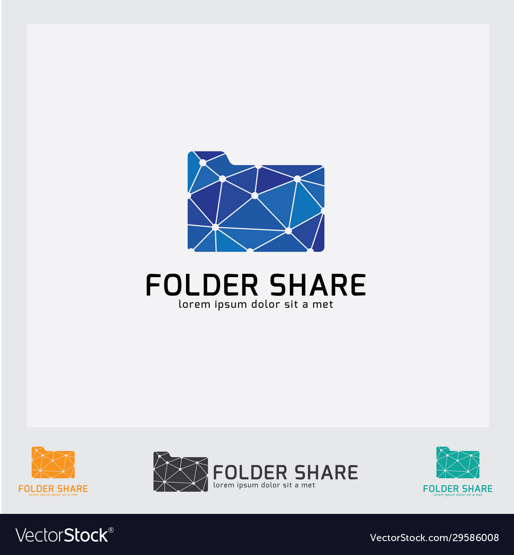 Folder share icon on polygonal style