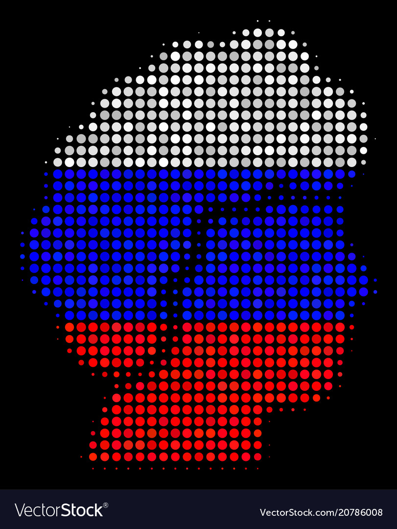 Halftone russian woman profile icon