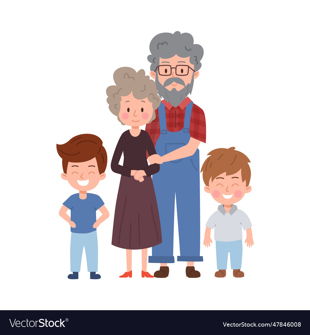 Happy grandparents with grandsons portrait Vector Image