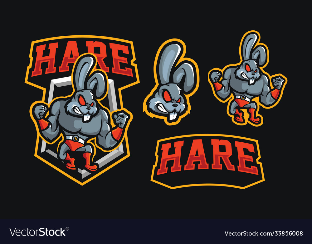 Hare wrestling mascot sport logo vector image Hare wrestling mascot sport logo