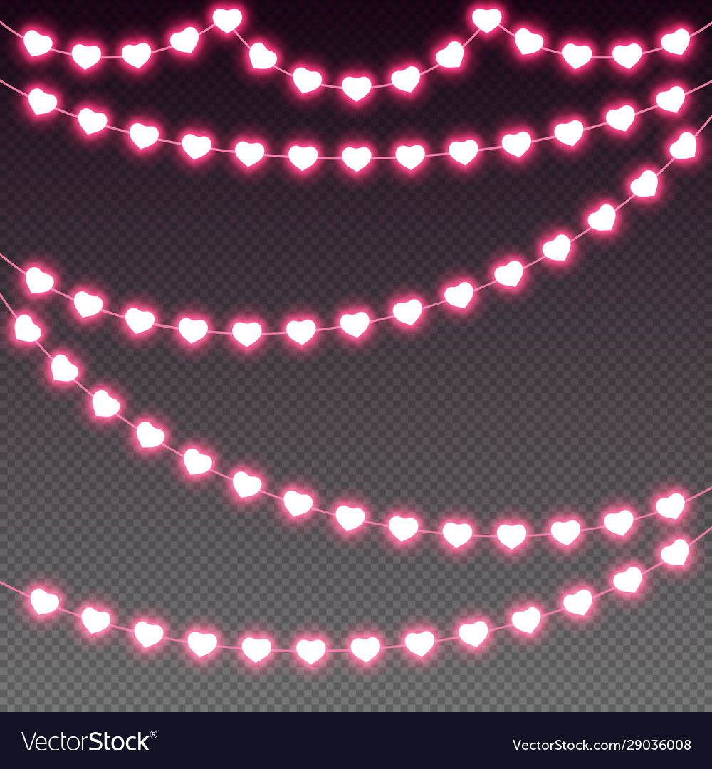Heart red pink light garland valentine love