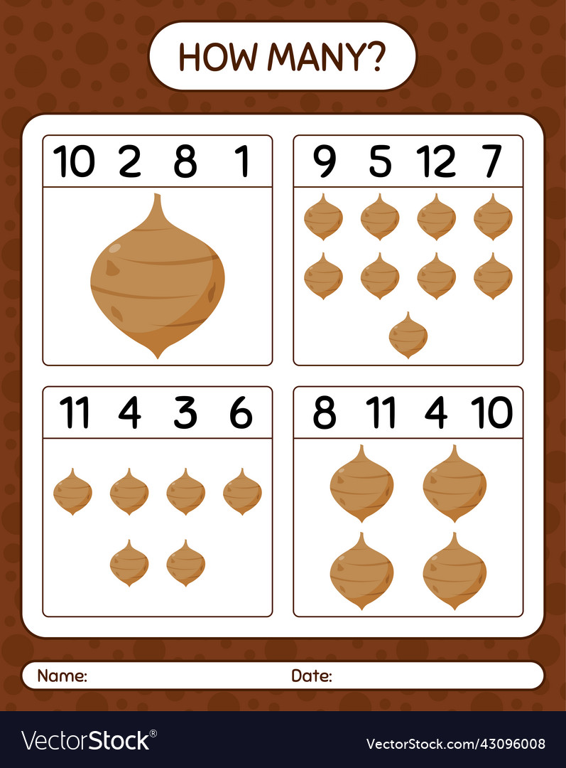 How many counting game with jicama worksheet vector image How many counting game with jicama worksheet