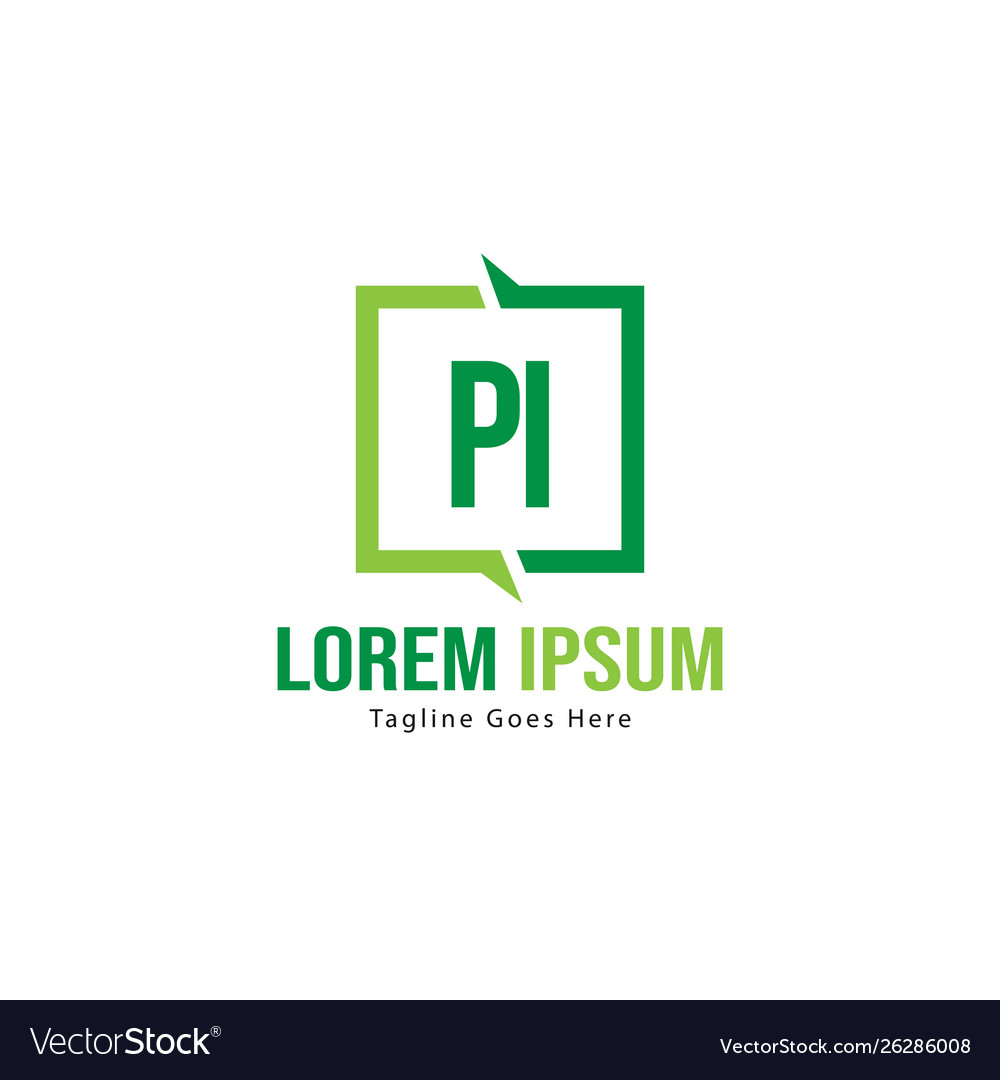 Initial pi logo template with modern frame Vector Image Initial pi logo template with modern frame