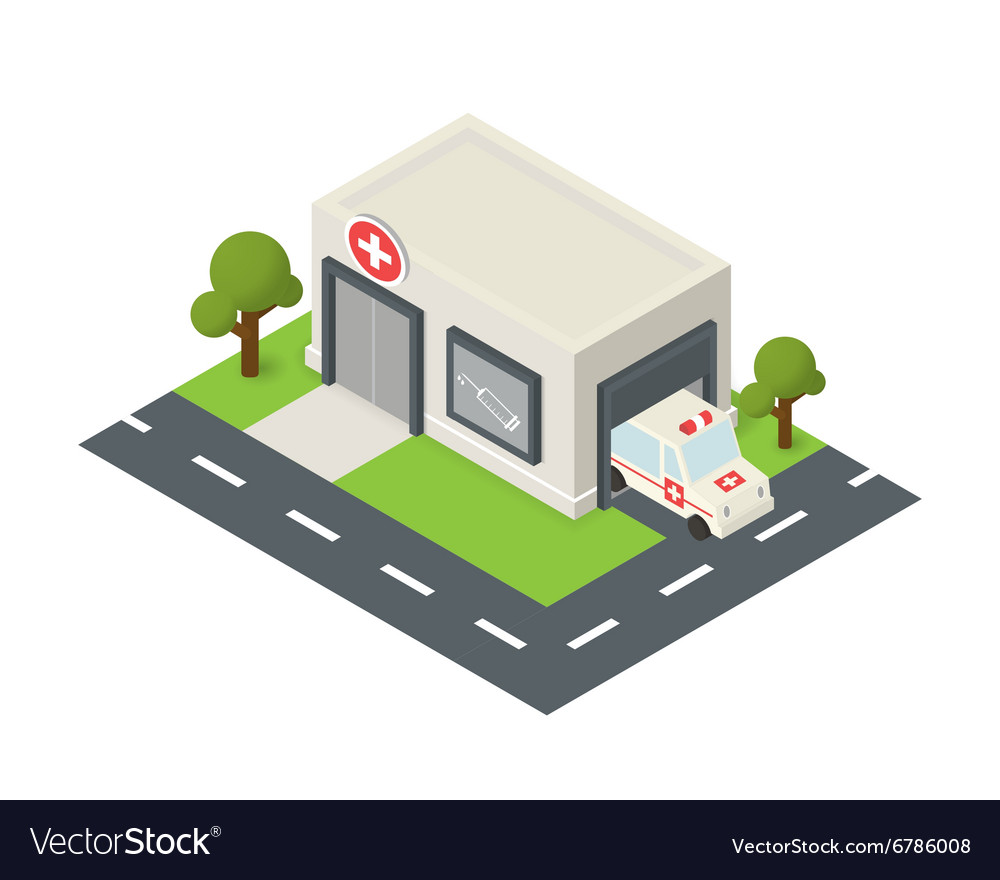 Isometric hospital building icon