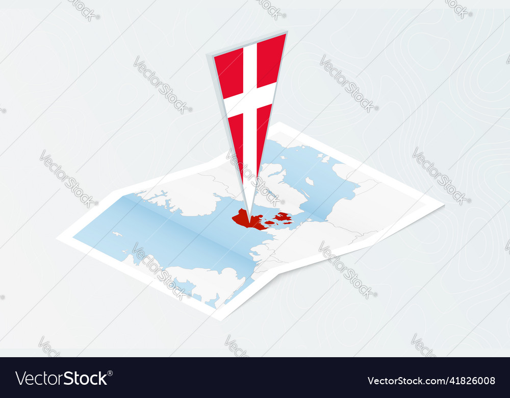 Isometric paper map of denmark with triangular