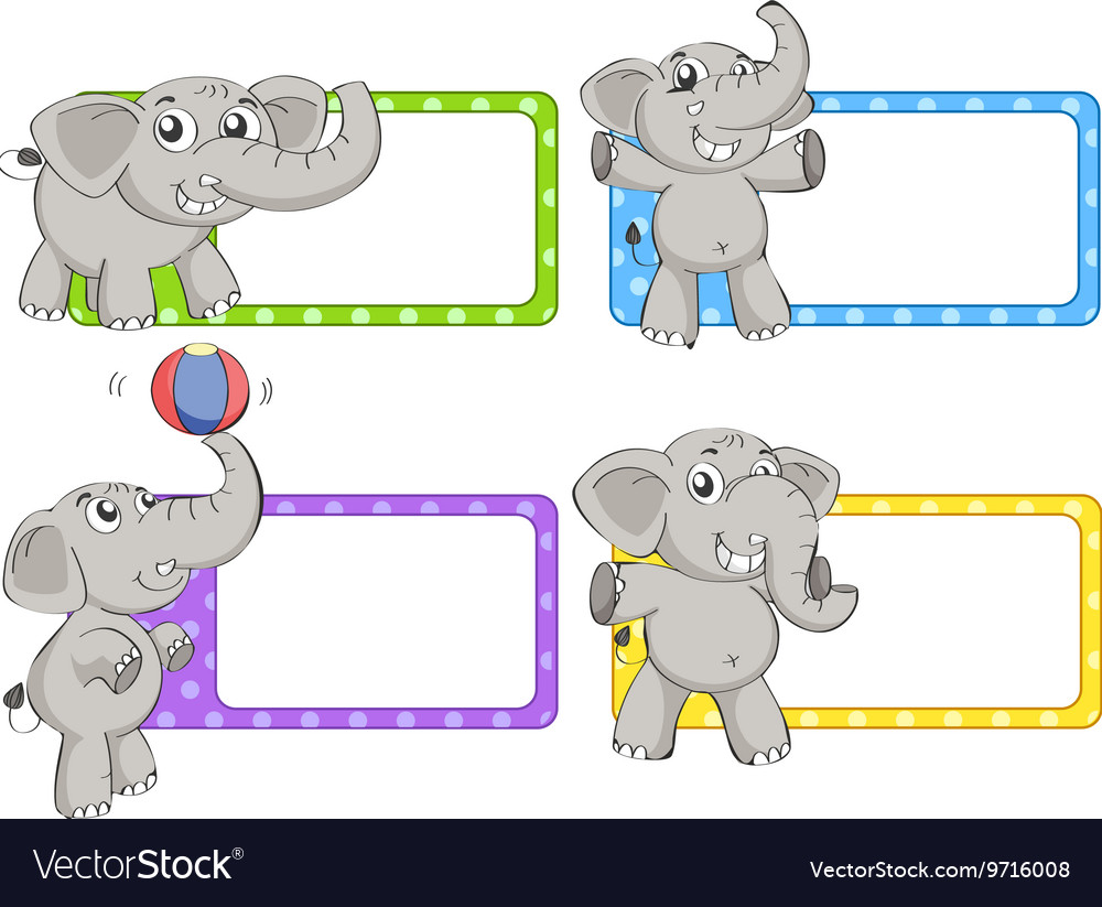 Label design with wild elephant Royalty Free Vector Image