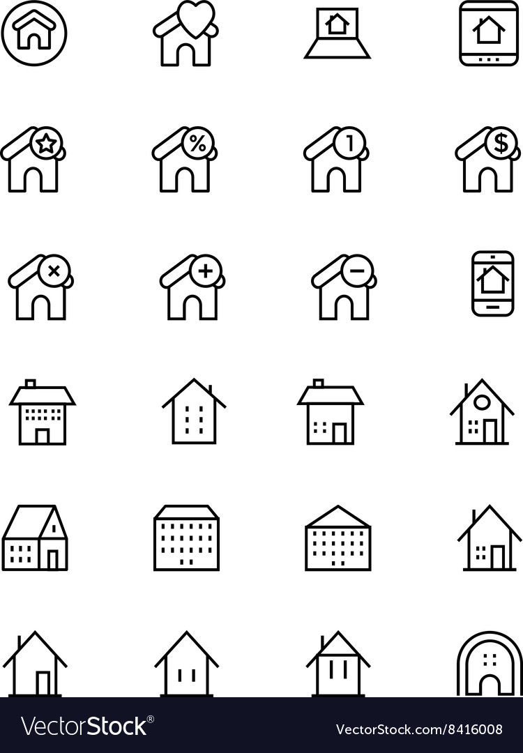 Real estate line icons 5 Royalty Free Vector Image