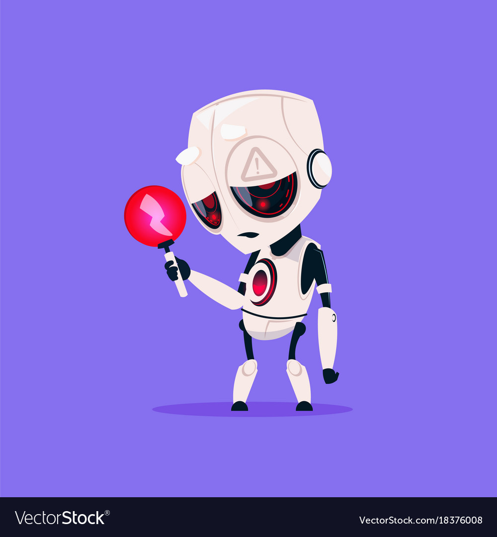 Red Lightning Robot Icon - Low Charge
